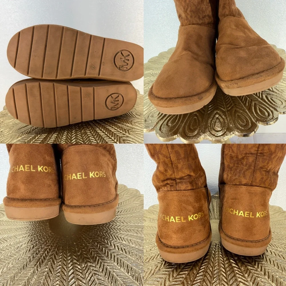 Michael Kors‎ Faux Fur Winter Boots Brown Logo Zip Ankle Size 5